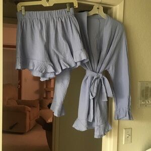 SUPER CUTE-“SLATE BLUE”GUAZE MATERIAL LOUNGE WEAR SET